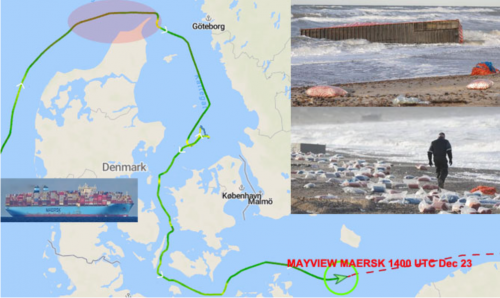 一集装箱船大量货柜落水，曾挂靠国内多个港口